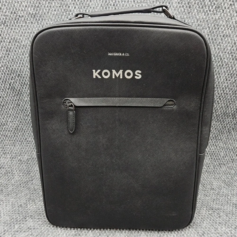 Maverick & Co Komos Black Leather Backpack Professional Laptop Bag Travel School
